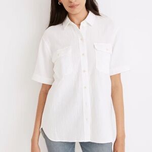 Madewell Lightspun Short-Sleeve Flap-Pocket Shirt